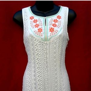 Cupio White cotton embroidered maxi/long dress size 8